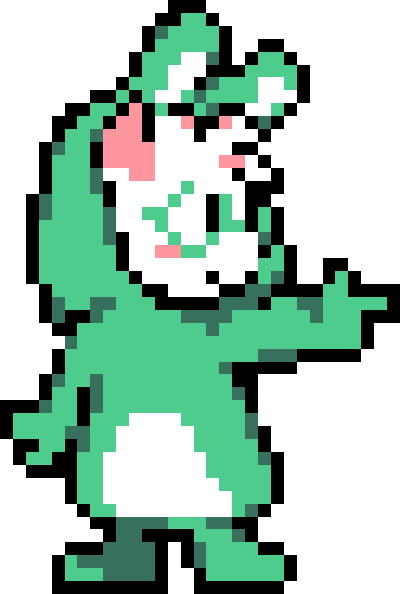 ralsei wearing a bunny suit from deltarune
